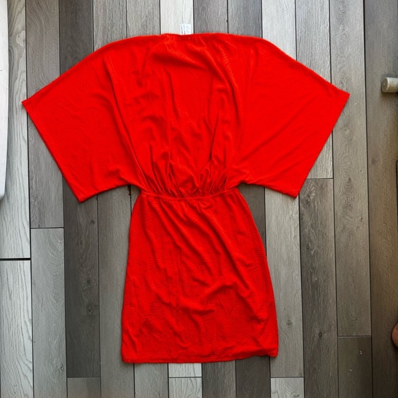 Trina TurkV Vibrant Red Swim Cover-Up Kimono | Good Condition - Picture 2 of 5